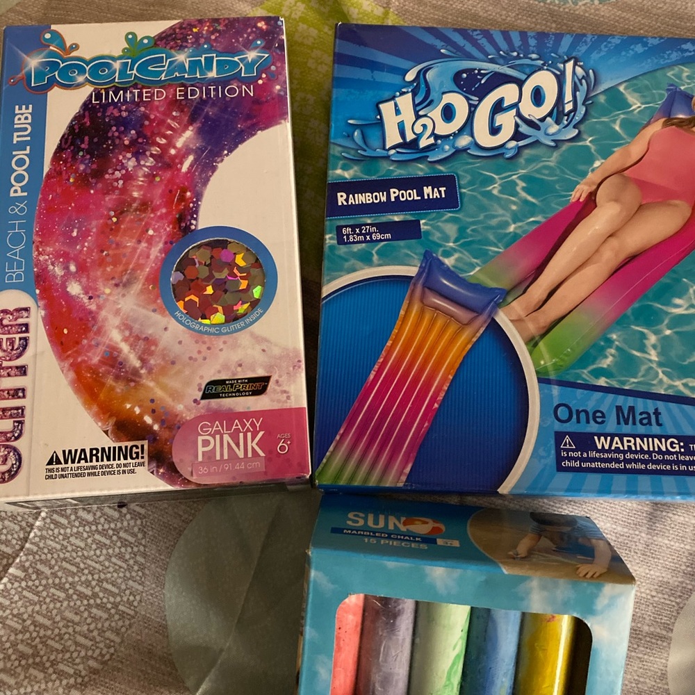 H2O Go! Rainbow Pool Mat, Pool Candy Beach and Pool Tube Glitter & marbled chalk